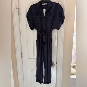 Young Fabulous & Broke Navy Tencel Utility Jumpsuit • NWT XS